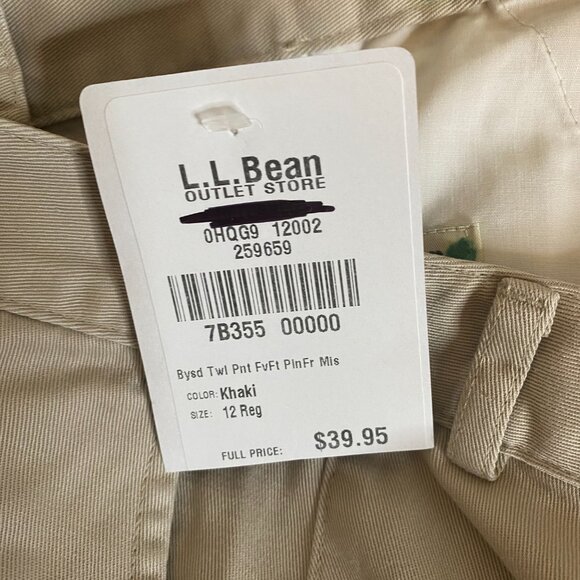 LOT (3) L.L. Bean flat front chinos 12R  classic fit & favorite fit 12R NWT - Picture 6 of 8